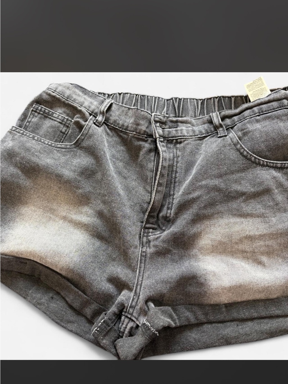 Women’s Grey Washed Elastic Waist Jeans Shorts Size 1XL